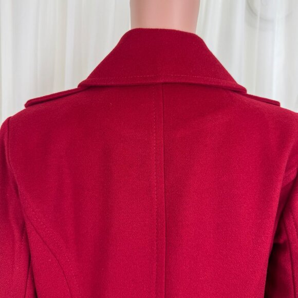Michael Michael Kors Wool Blend Double Breasted Peacoat Coat Jacket Sz 8 Red - Picture 14 of 17